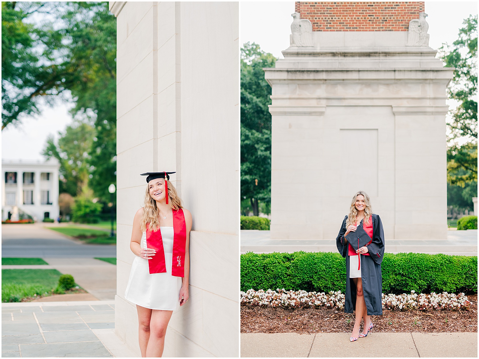 Graduation portraits at Denny Chimes at The University of Alabama