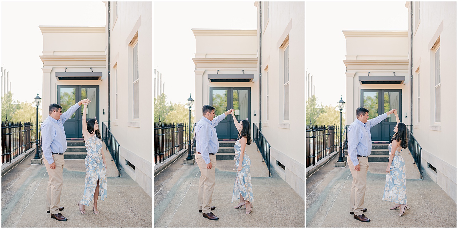 Engagement portraits in historic downtown Huntsville, Alabama
