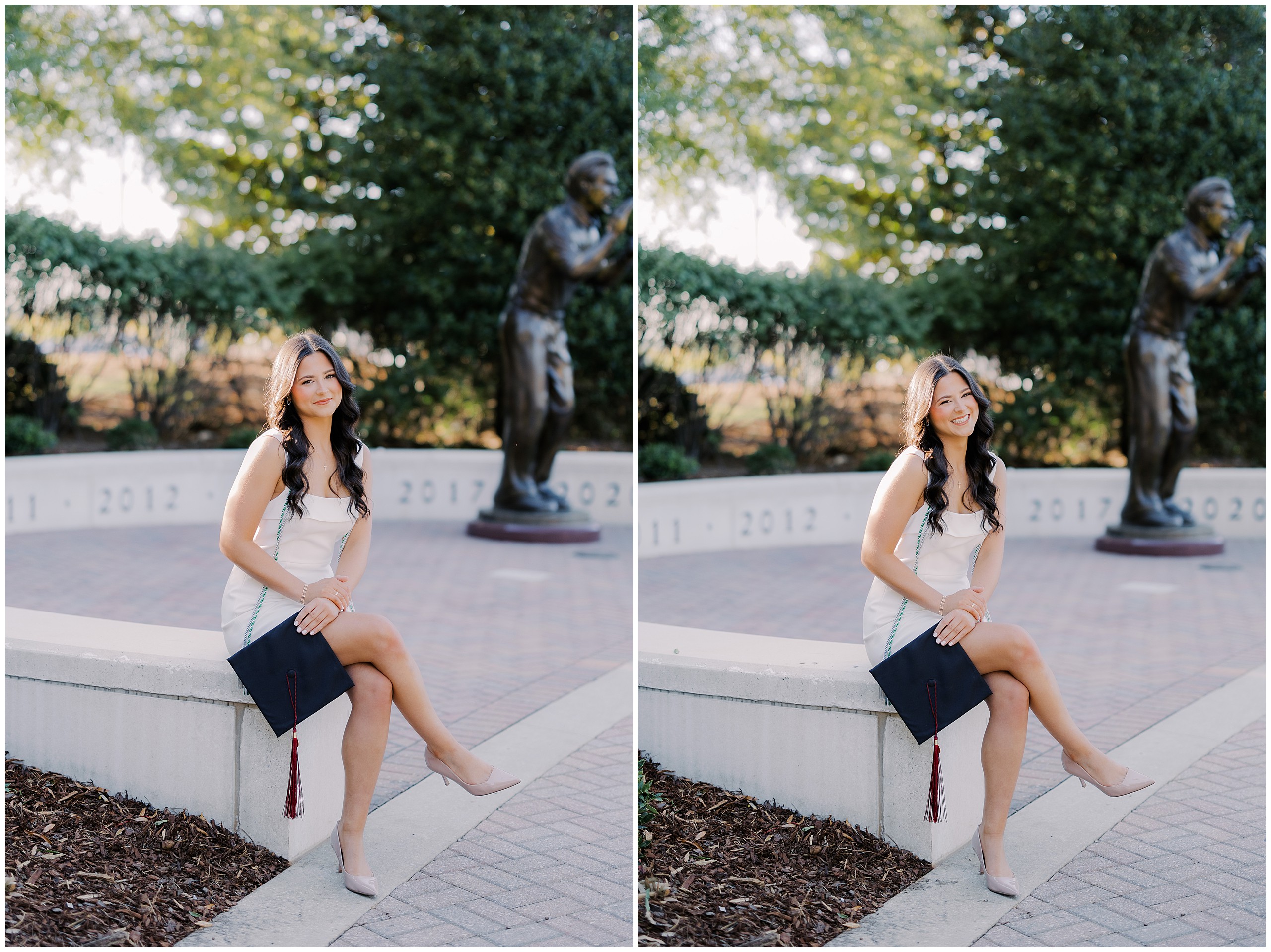 University of Alabama Graduate posing at Bryant-Denny Stadium
