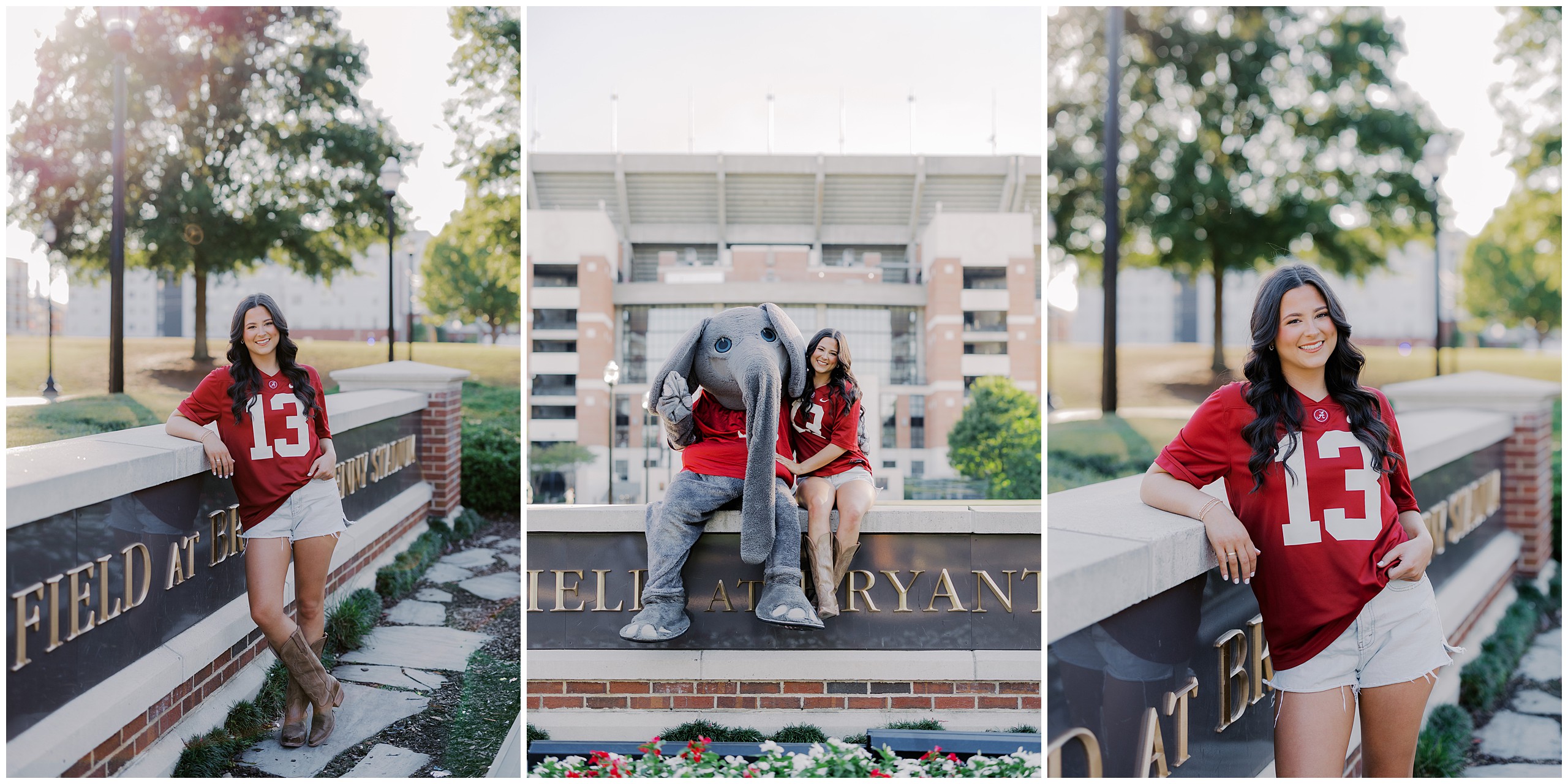 Graduate posing at Bryant-Denny Stadium